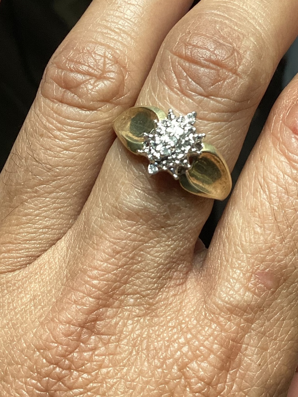 10k Gold and White Cluster Diamond Ring - Women Jewelry